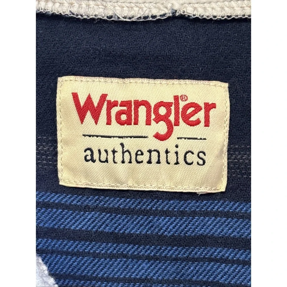 Wrangler Authentics Mens Denim Hooded‎ Shirt Jacket Size L Blue Flannel Lined